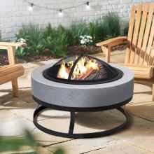 Home Fire Bowls Garden Outdoor Round Grey Magnesium Oxide Base MGO Fire Pit