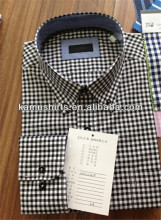 Men Gingham shirts 100 cotton checks/plaids shirt button down high collar shirts