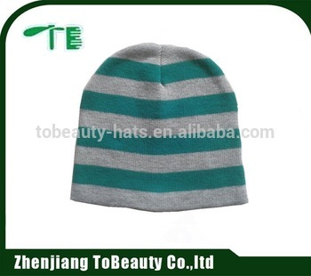 2015 custome made simple striped beanie hat