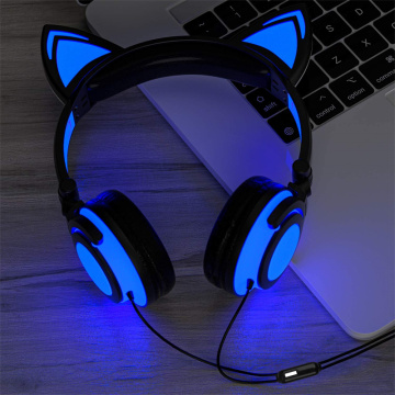 Kinder-Kopfhörer über dem Ohr LED leuchtende Katzenohren