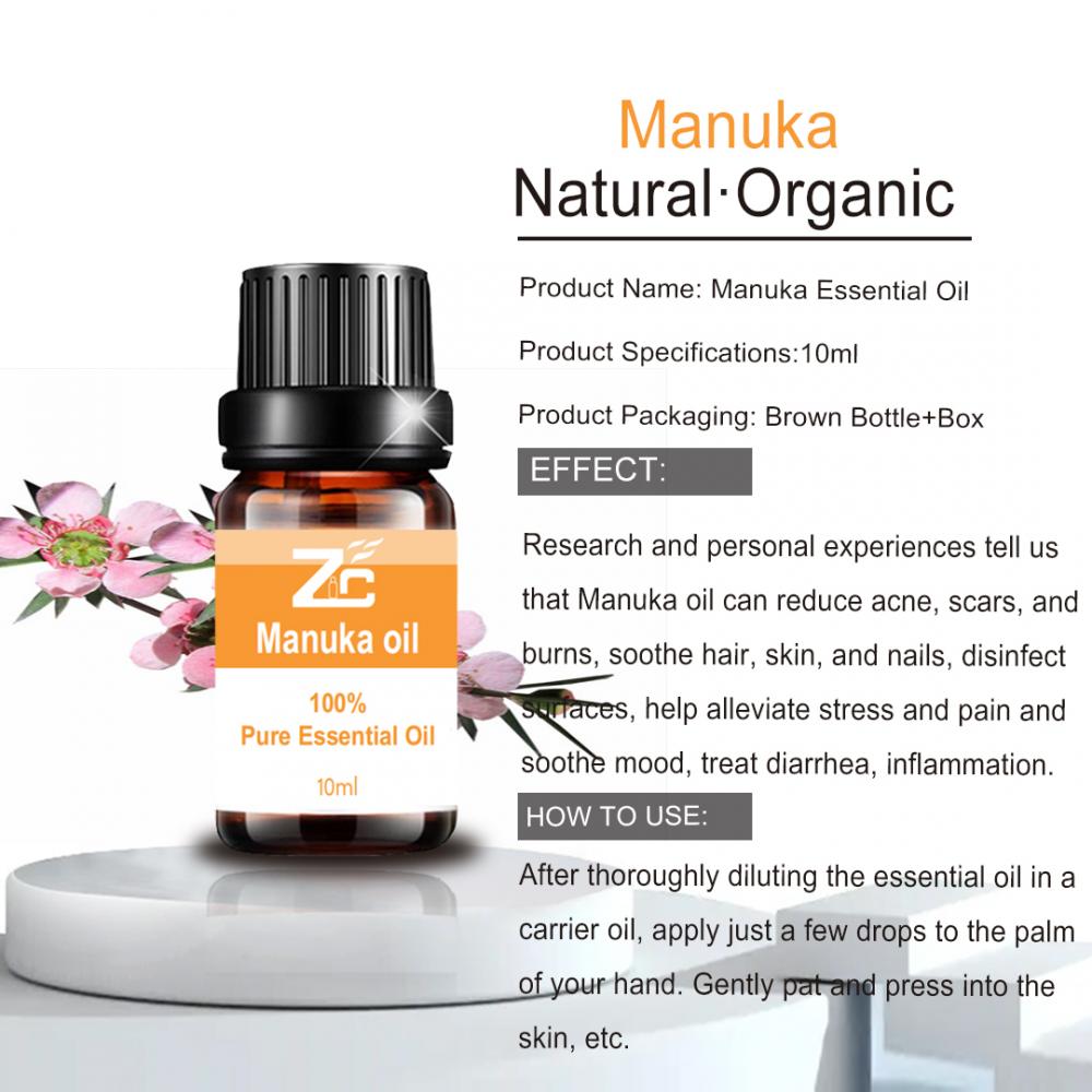 น้ำมันหอมระเหย Manuka ธรรมชาติบริสุทธิ์ 100% สำหรับการบำบัดด้วยน้ำมันหอมระเหย