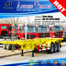 AOTONG Container chassis , 3 axle 40FT ocean container skeleton semi trailer for sale