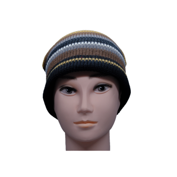 Trendy Striped Pom Pom Knitted Beanie