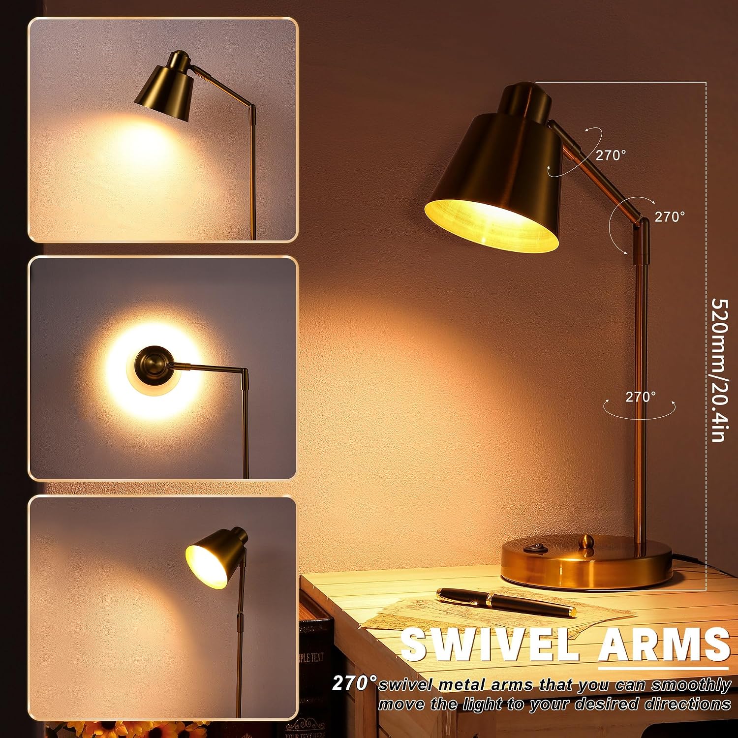 Metal LED Desk Lamp Dual USB Swivel Arm 3000K (1) Metal LED Desk Lamp Dual USB Swivel Arm 3000K (1)