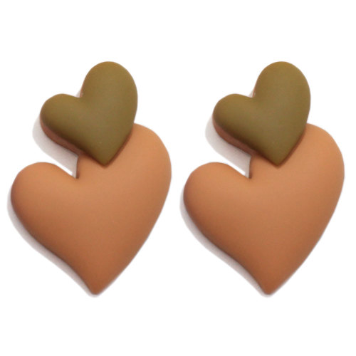 Cabujones de resina colorida con doble corazón Flatback Diy Charms Scrapbooking Phone Case Jewelry Making Accessory