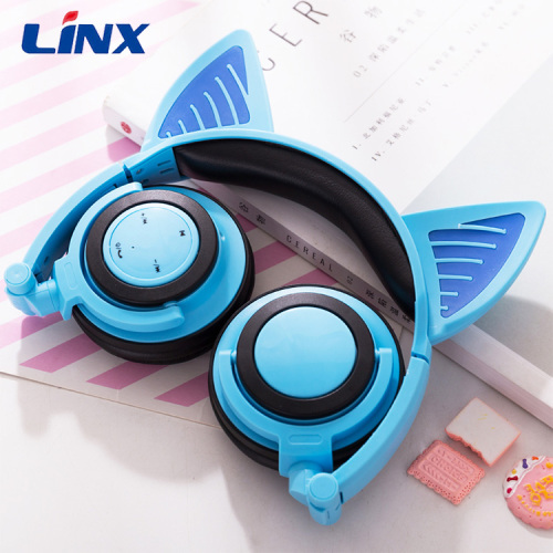 Headphone Cat Ear Headset Wireless LED Light Earphone