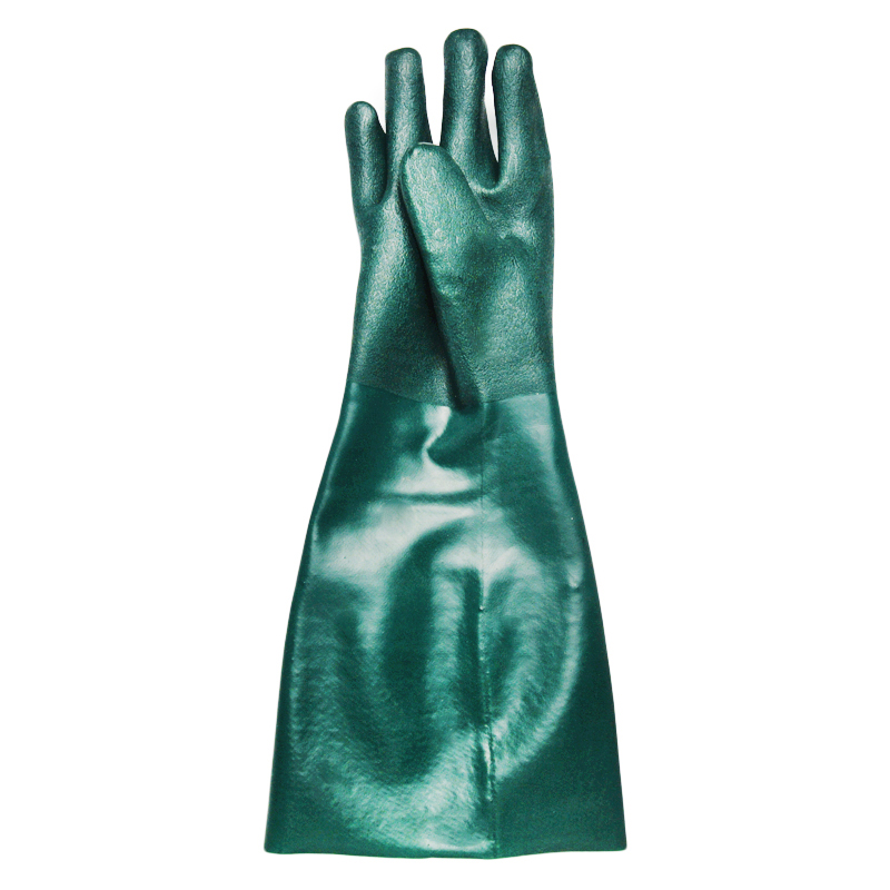 Guantes verdes de 60 cm con acabado arena