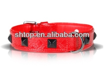 Dog collars factory, red studded dog collar