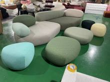 Modular Natural pebble shaped seating Textured fabric sofa