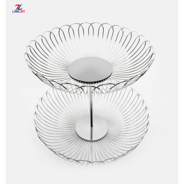 2-Tier Fruit Vegetable Stainless Steel Metal Wire Basket