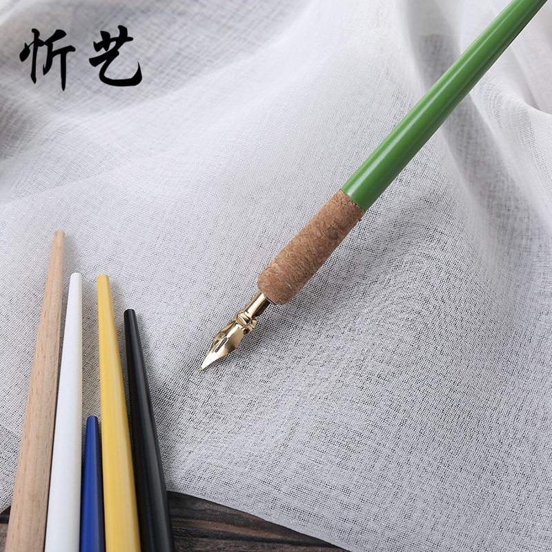 Wholesale Cartoon Color Line Drawing Pen Hook Thread Solid Wood Pole Pen