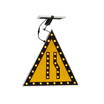 Narrowing on the right Solar Led Warning sign