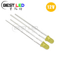 12V 3mm Yellow LED Built In Resistor DC