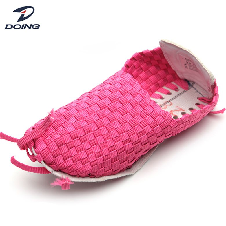 Low price durable webbing lady vamp woven shoes upper