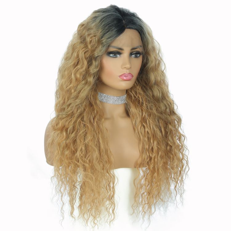 Ombre  wave monofilament anogol synthetic lace front hair wigs fiber for sale black women ombre wig