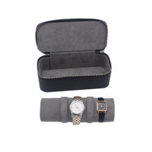 Dark Grey Leather Watch Storage Box with Three-Digit Combination Lock