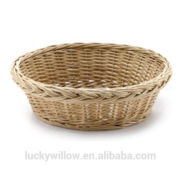 handwoven round willow bread basket