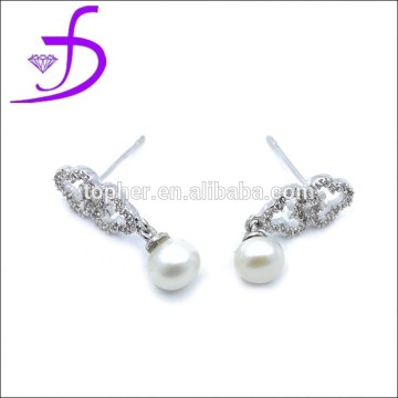 wholesale fashion jewelry 925 sterling silver pearl drop earring ear studs