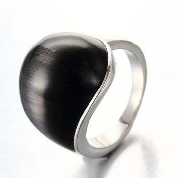 Simple Design leaf shape Titanium Steel Diamond Ring