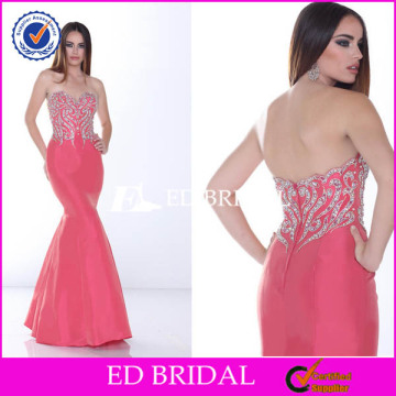 YW017 Sexy Open Back Heavy Beaded Fishtail Taffeta 2014 Evening Dresses Empire Couture