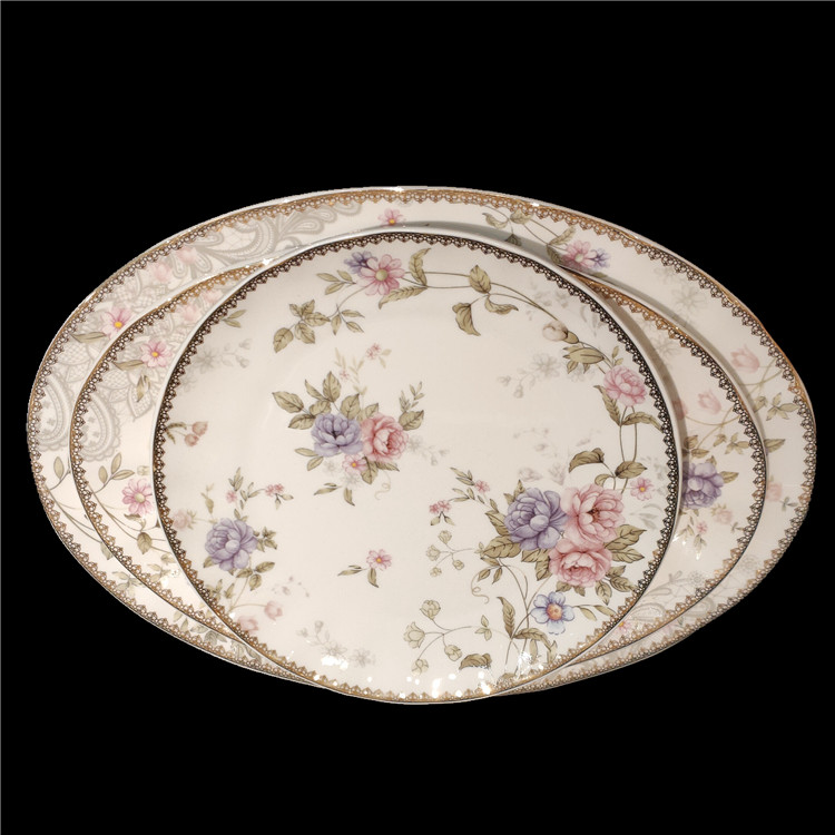 Round Ceramics assiette Dinner Dessert Plate Porcelain dinnerware sets for 6 person party western tableware sets