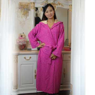 Lady Pajama Cut Robe Coral Fleece Bathrobe with Hood