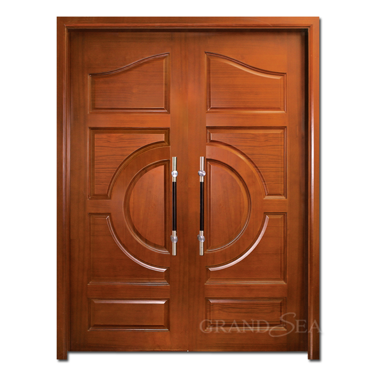 Villa housing modern style solid wood main entrance door carving design with glass