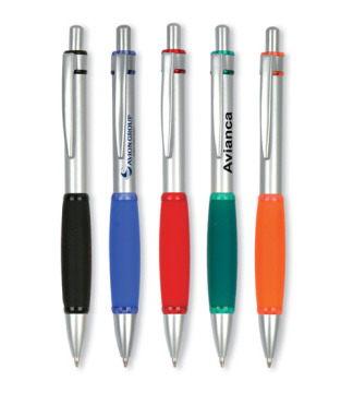 Retractable metal pen with grip