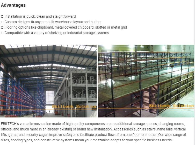 Ebiltech Warehouse Storage Steel Mezzanine Platform