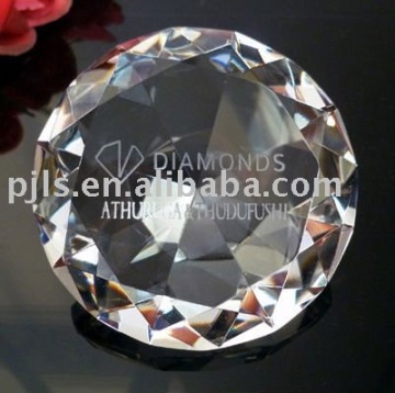 engraved crystal diamond paperweight