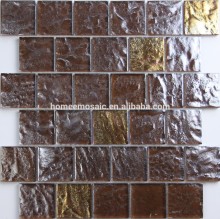 Brown iridescent surface crystal glass mosaic tile for house decorative wallpaper