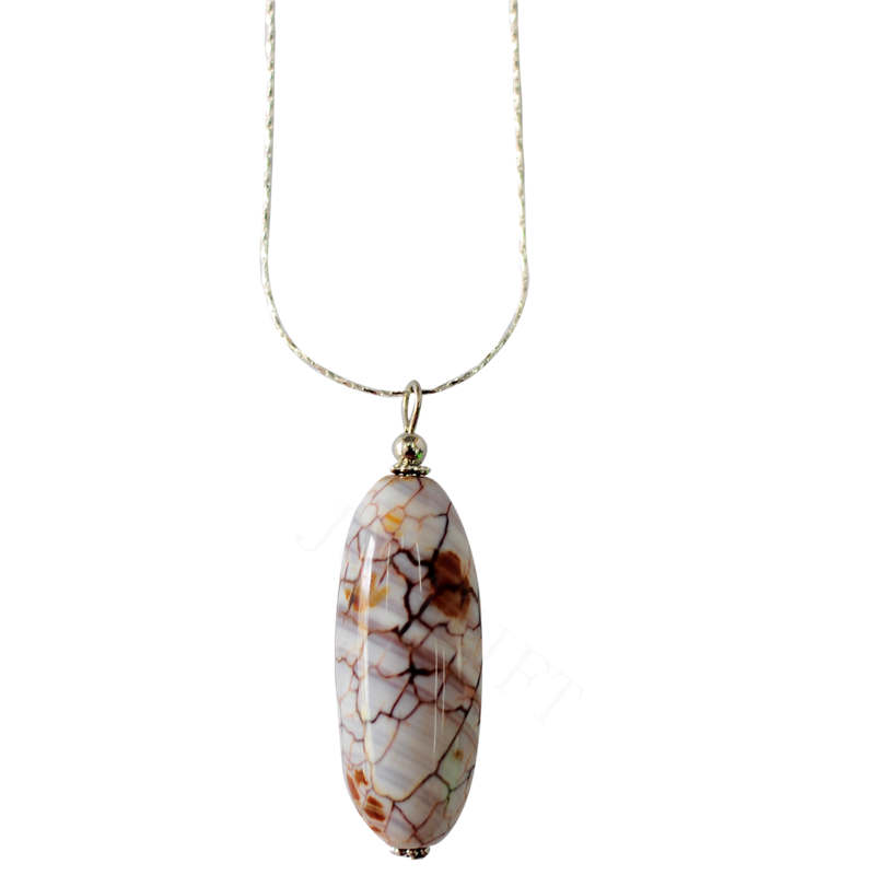 Collier d&#39;agate de pierres précieuses naturelles avec chaîne en argent