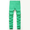 Jeans en denim vert pour hommes en gros sur mesure