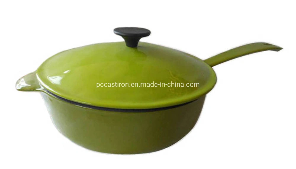 Enamel Cast Iron Double Use Milk Pot with Lid as Frypan