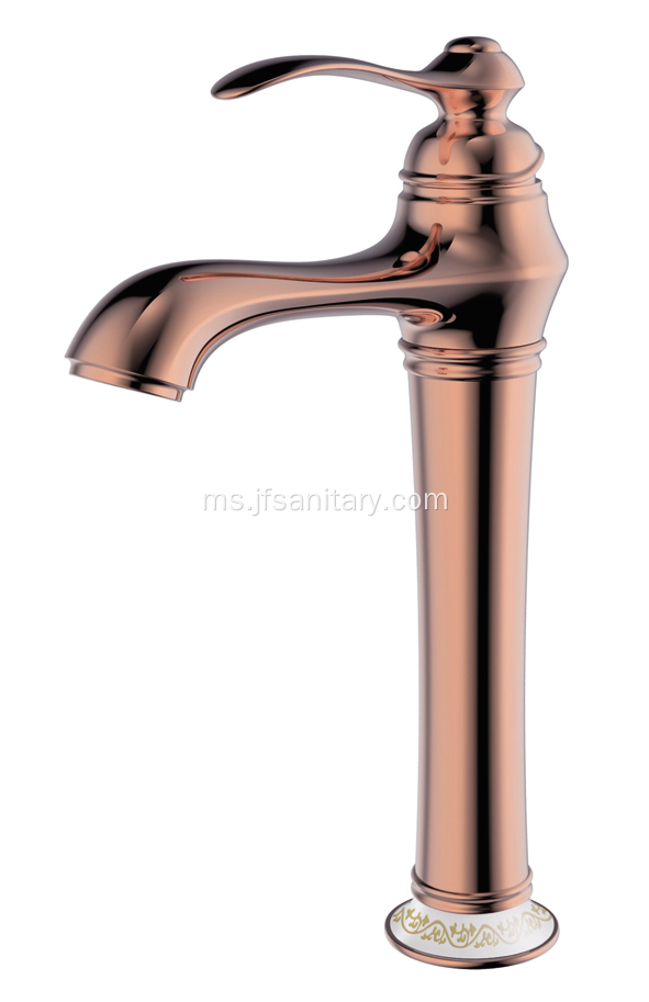 Faucet Sinki Kapal Vintaj Tuas Tunggal Rose Gold