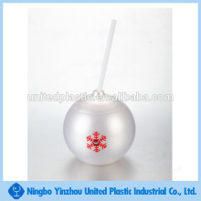24oz snowflake plastic cups with straw