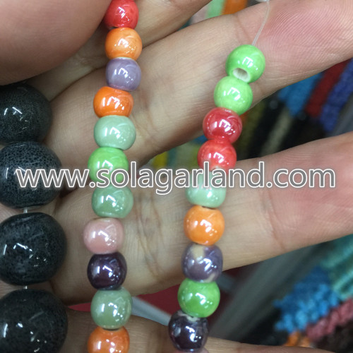 6MM 8MM 10MM 12MM AB Farbe Porzellan Keramik Perlen Charms