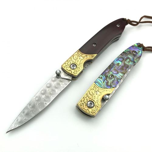 Handmade Damascus Steel Folding Hunting Knife