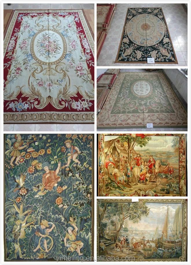 4X6 French Wool Aubusson Tapestry with Antique Flower Design