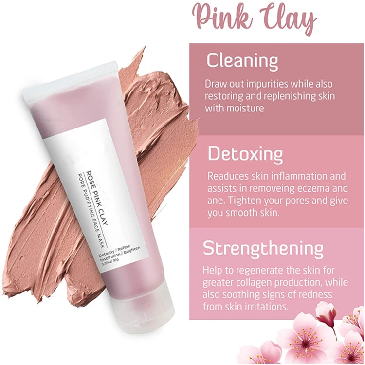 OEM/ODM Exfoliating Facial Acne Treatment Brighten Skin Pink Clay Mask