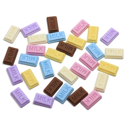 20 MM mignon Pastel morceau de chocolat barre Miniature maison de poupée alimentaire résine Flatback Cabochons Kawaii bonbons sucrés ornements bijoux bricolage