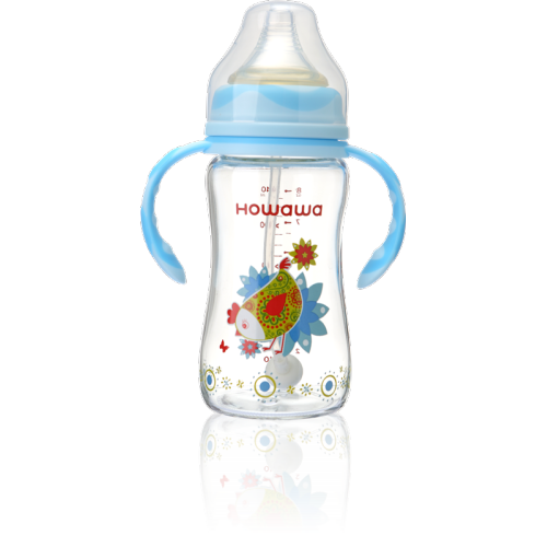 10oz Botol kaca makan bayi dengan mengendalikan