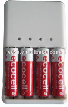 1.5v 4 cells Rechargeable alkaline battery charger