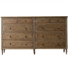 Rustic Solid Wood Tall 10 Drawer Chest of Drawers for Living Room