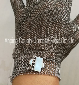 Stainless Steel Ring Mesh Textile Strap Glove