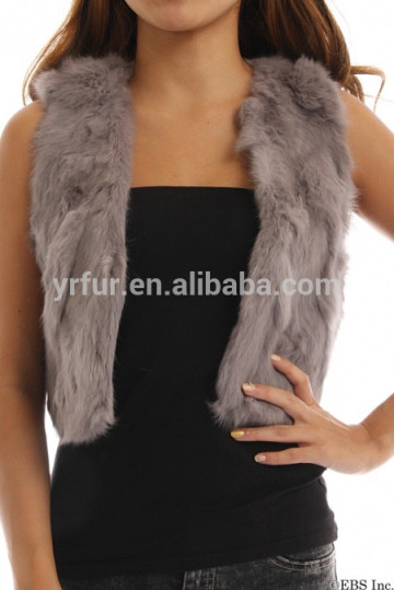 YR074 Short Style Patchwork Rabbit Fur Vest Women Cheap fur Vest