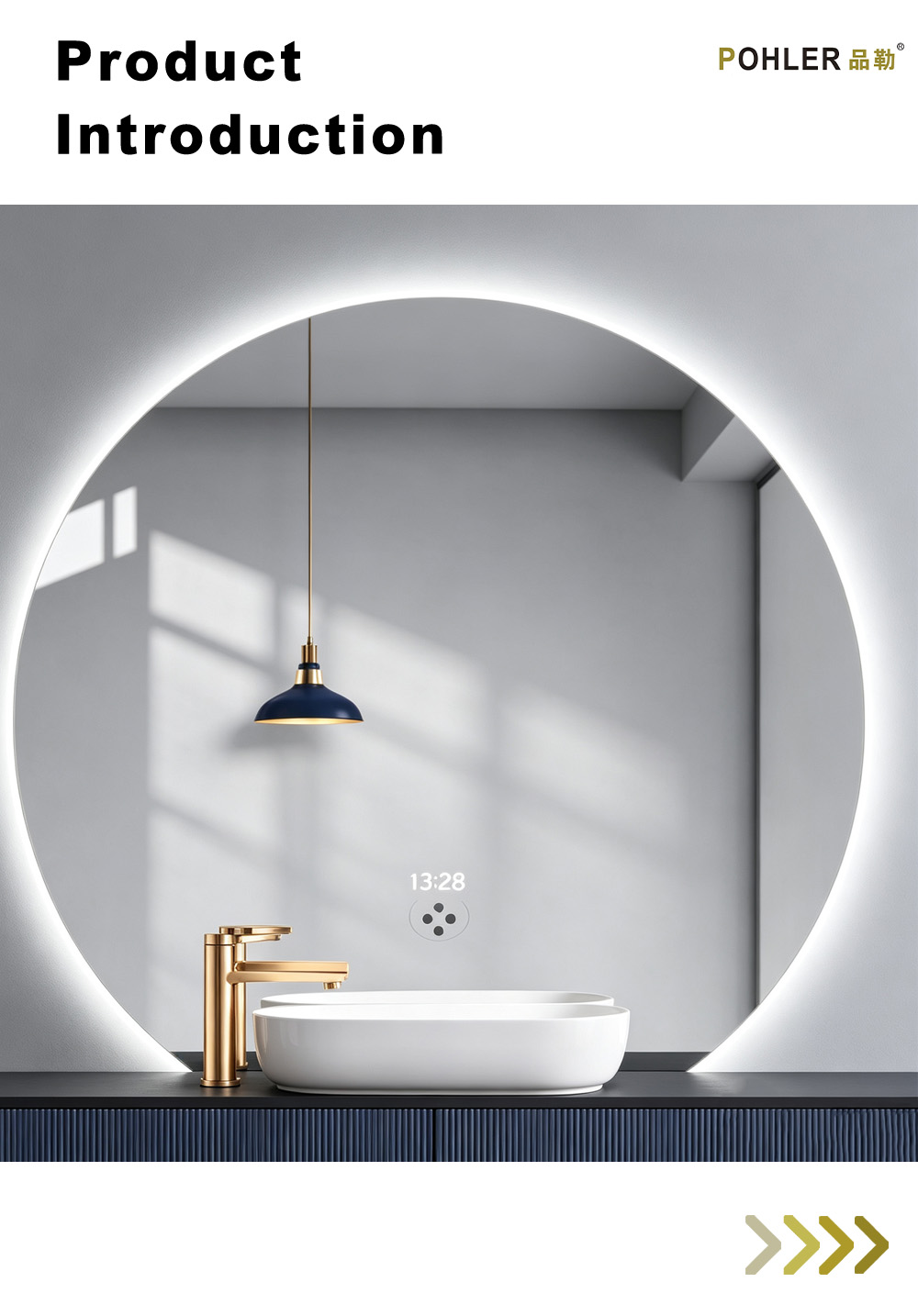 D064 Зеркало со светодиодной подсветкой и круглым вырезом X D064 Round Cutout LED Mirror X