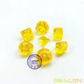 Bescon Mini Polyédrique Translucide RPG Dice Set 10MM, Petit jeu de rôle RPG Jeu Dice Set D4-D20 en Tube, Jaune Transparent