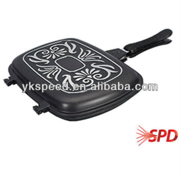 Nonstick die-casting double fry pan