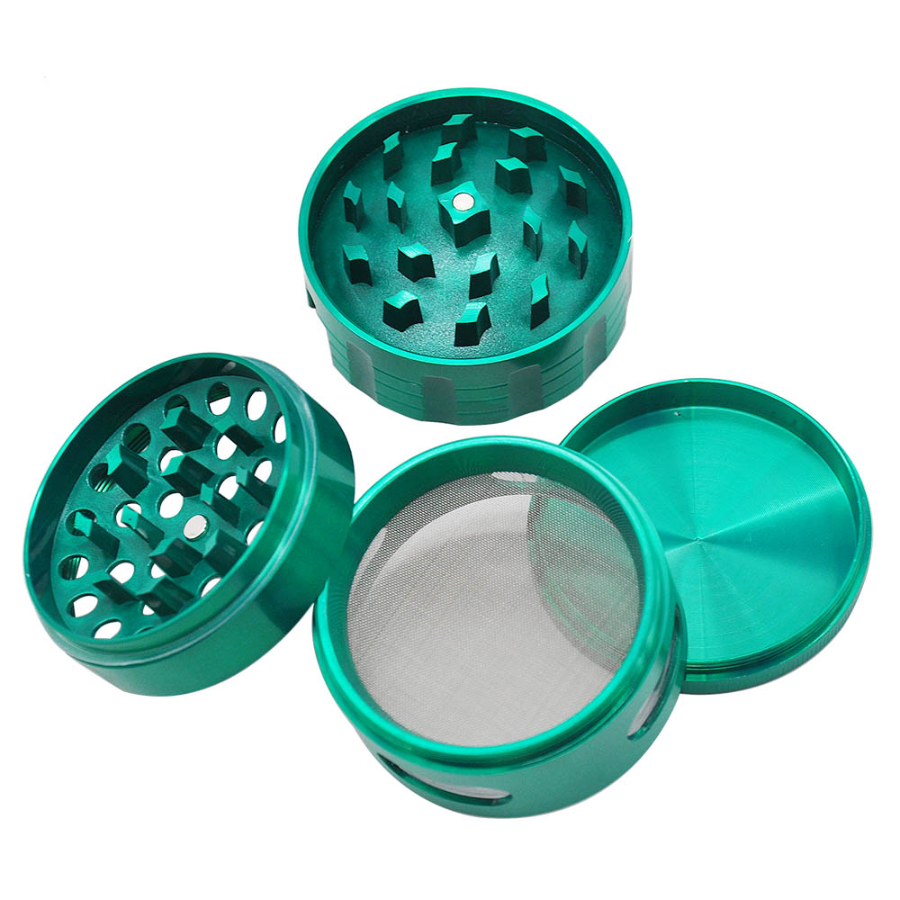 Zinc alloy 63MM 4 parts Herb grinder Weed grinder with see-through window herb crusher smoking accessories